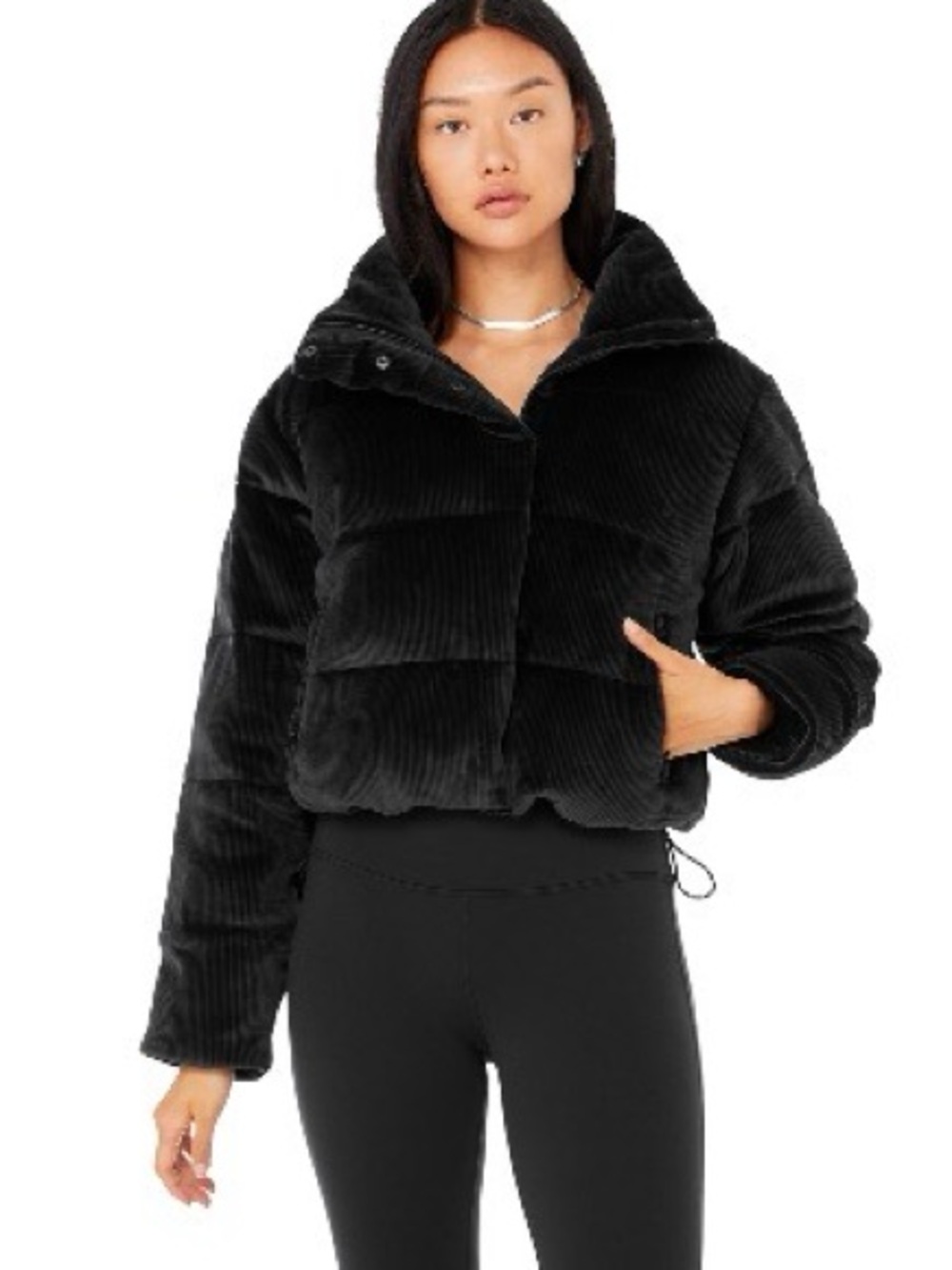 ALO YOGA Ribbed Valour Gold Rush Puffer Jacket - Women's Cozy Zip-Up